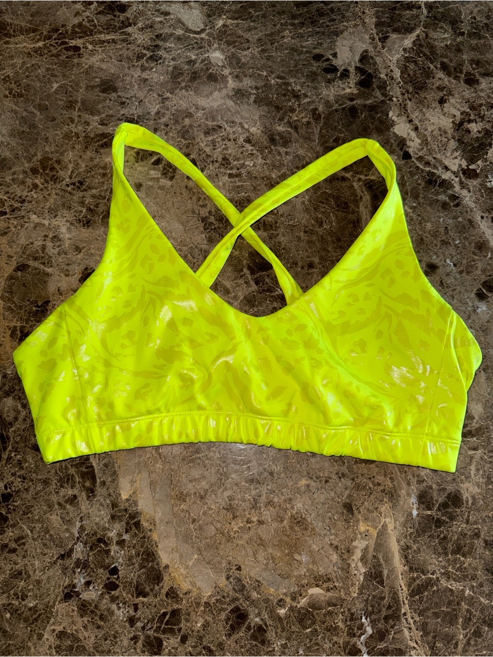 Carbon38 Neon Lime Yellow Active Sports Bra, Size Medium